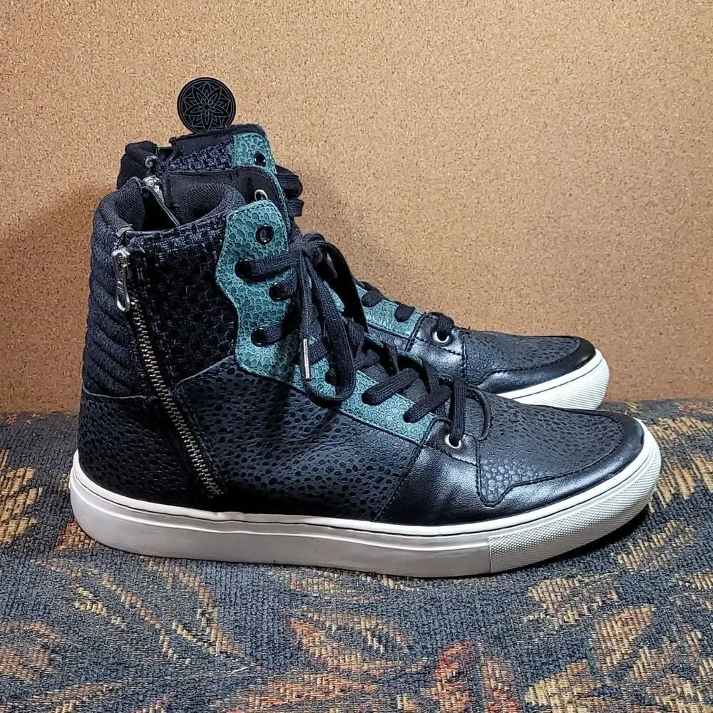 Creative Recreation Men's Adonis Black & Green Leather Fashion Sneaker- Size 10